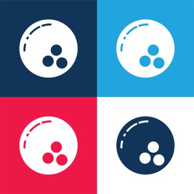 Bowling mavi ve kırmızı dört renk minimal simge kümesi