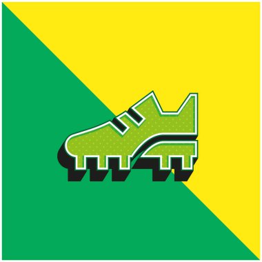 Çizmeler Yeşil ve Sarı Modern 3D vektör simgesi logosu