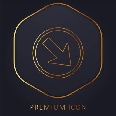 Yuvarlak Altın Çizgi prim logosu veya simgesinde Aşağı Doğru Okla