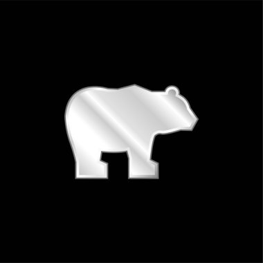 Bear silver plated metallic icon clipart