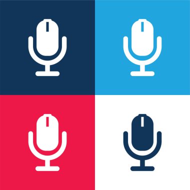 AD Radyo mavi ve kırmızı dört renk en düşük simge kümesi