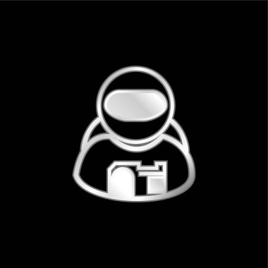 Astronot gümüş kaplama metalik simge
