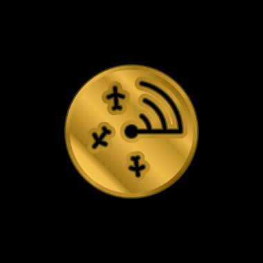 Airport Radar gold plated metalic icon or logo vector clipart