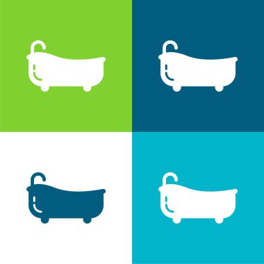 Küvet Düz 4 renk simgesi seti