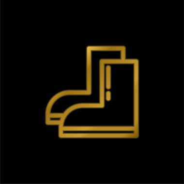 Altın kaplama metalik simge veya logo vektörünü çizer