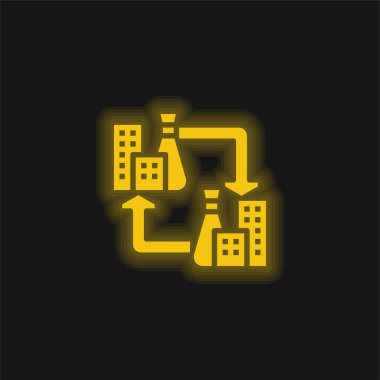 B2b sarı parlak neon simgesi