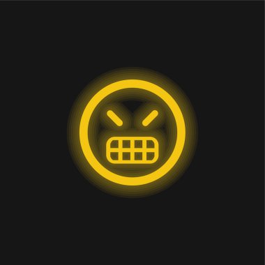 Kızgın Duygu Meydanı Surat Sarı Parlak Neon simgesi