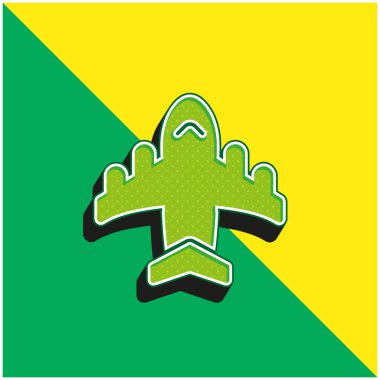 Uçak Yeşil ve Sarı Modern 3D vektör simgesi logosu