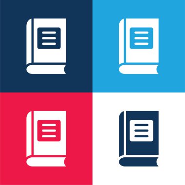 Kitap mavi ve kırmızı dört renk en küçük simge seti