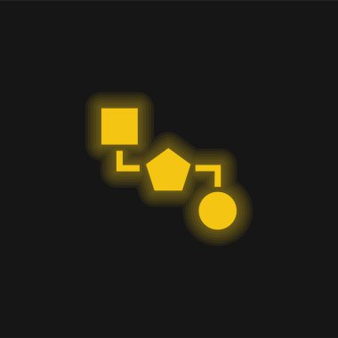 Üç Siyah Geometrik Şeklin Şemasını Bloklar Sarı parlak neon simgesi