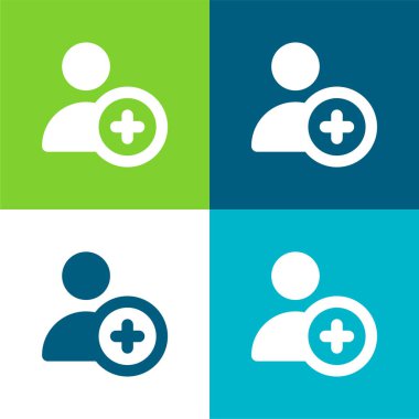 Kullanıcı Düz 4 renk minimal simgesi seti ekle