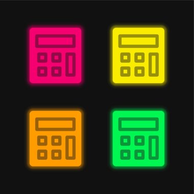 Parlayan dört renk neon vektör simgesi hesaplanıyor