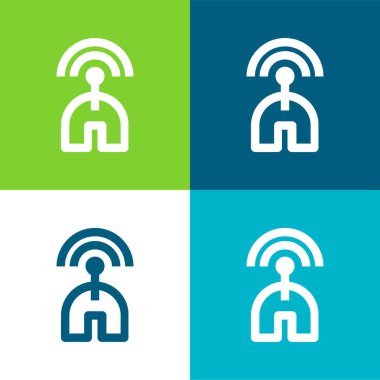 Bluetooth Radar Signal Flat four color minimal icon set clipart