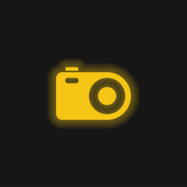 Analojik Fotoğraf Makinesi Sarı Parlak Neon simgesi