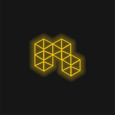 3d Küpler sarı parlayan neon simgesi