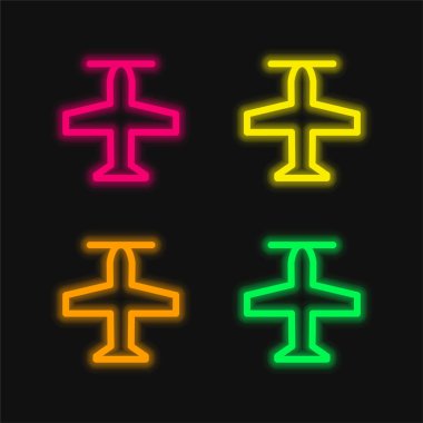 Hava vidası parlayan dört renk neon vektör simgesi