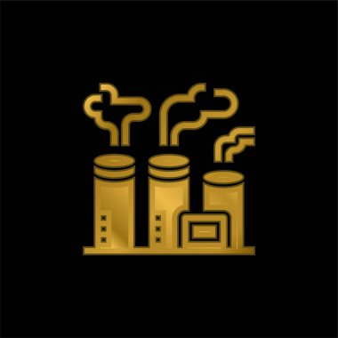 Air Pollution gold plated metalic icon or logo vector clipart