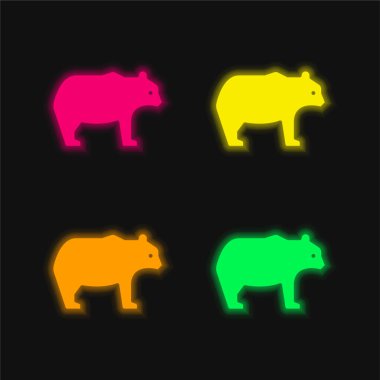 Dört renkli parlak neon vektör simgesi taşı