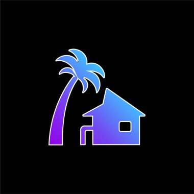 Beach House blue gradient vector icon clipart