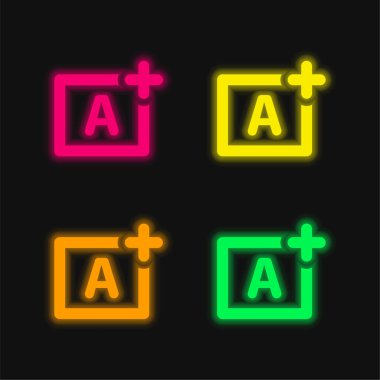 Aperture Priority four color glowing neon vector icon clipart