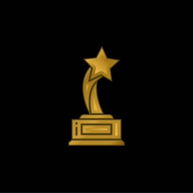 Award gold plated metalic icon or logo vector clipart
