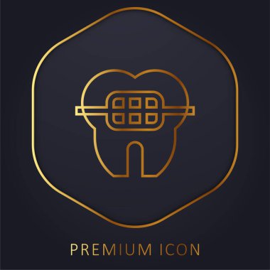 Parantez altın çizgi prim logosu veya simgesi