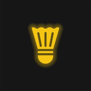 Badminton sarı parlak neon simgesi