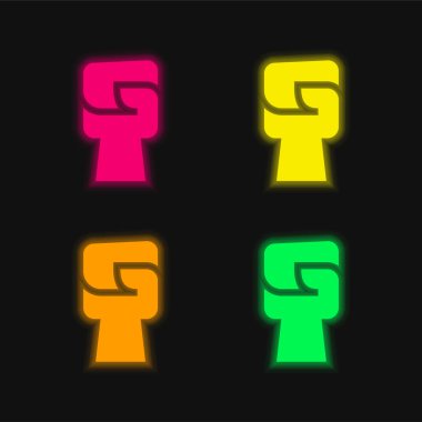 Siyah Güç dört renk parlayan neon vektör simgesi
