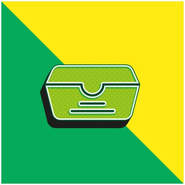 Kutu Yeşil ve Sarı Modern 3D vektör simgesi logosu