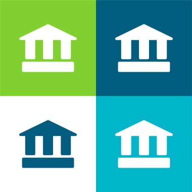 Antik Okul Düz 4 renk simgesi seti