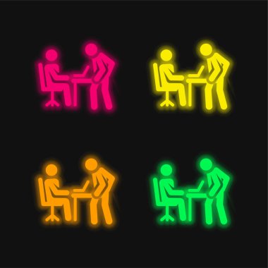 Anger four color glowing neon vector icon clipart