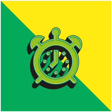 Alarm Saati Yeşil ve Sarı 3D vektör simgesi