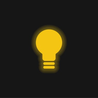 Siyah ampul sarı parlayan neon simgesi