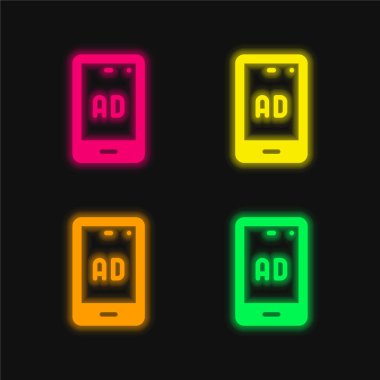 Ad dört renk parlayan neon vektör simgesi