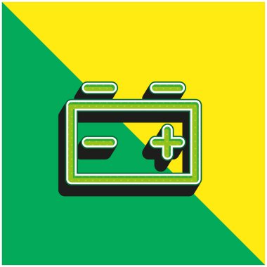 Pil Yeşil ve Sarı modern 3D vektör simgesi logosu