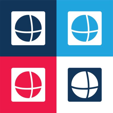 Dünya Logosu 'nun reklamları mavi ve kırmızı en az dört renk simgesi seti