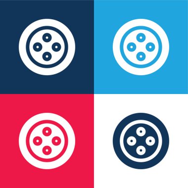 Mavi ve kırmızı dört renk minimal simge kümesi