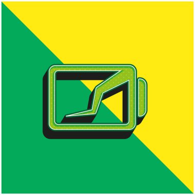 Batarya Durum Arayüzü Sembolü Kırık Çizgi Yeşil ve Sarı Modern 3d vektör logosu