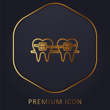 Parantez altın çizgi prim logosu veya simgesi