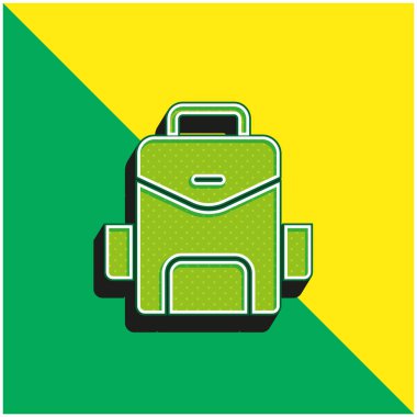 Sırt çantası yeşil ve sarı modern 3d vektör simgesi logosu