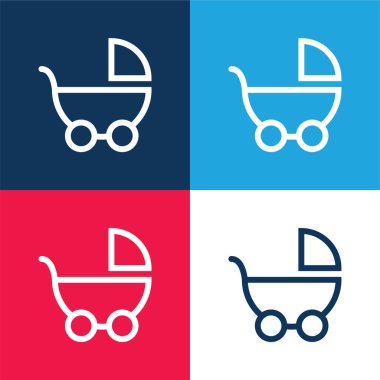 Bebek Taşımacılığı Yan Görünümü Mavi ve kırmızı En az dört renk simgesi