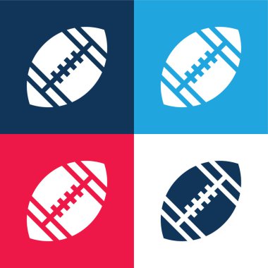 Amerikan Futbolu mavi ve kırmızı dört renk minimal simgesi