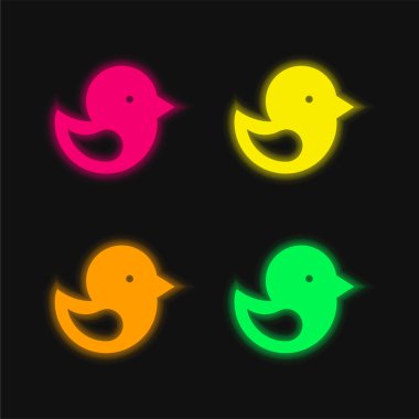 Kuş dört renk parlayan neon vektör simgesi