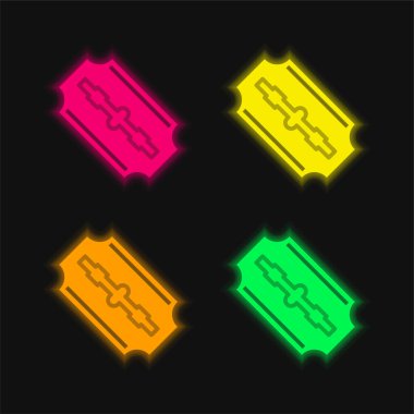 Dört renk parlayan neon vektör simgesi