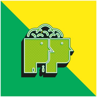 Beyin Fırtınası Yeşil ve Sarı Modern 3D vektör simgesi logosu