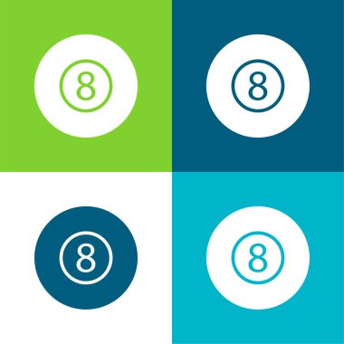 Bilardo Sekiz Topu Düz Dört Renk en az simge kümesi