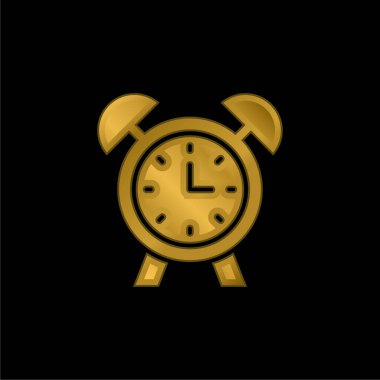 Alarm Saati altın kaplamalı metalik simge veya logo vektörü