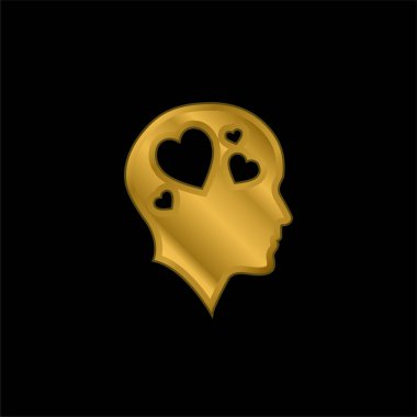 Dört Kalpli Kel Kafa Altın kaplama metalik ikon ya da logo vektörüyle