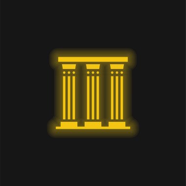 Ancient Pillar yellow glowing neon icon clipart