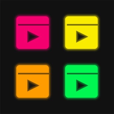 Canlı dört renkli parlak neon vektör simgesi